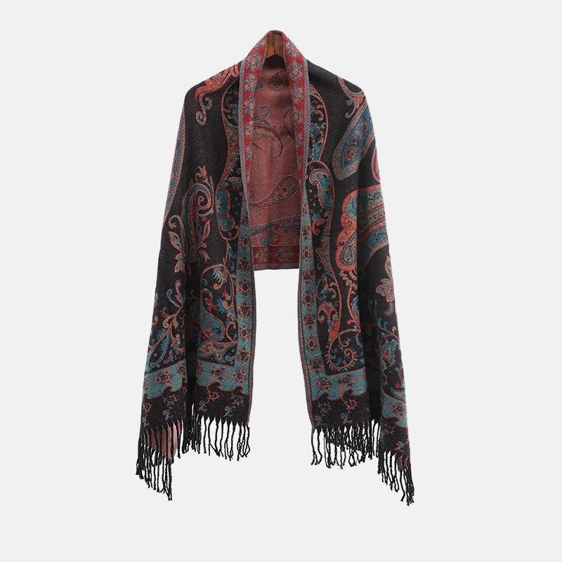 Buddha Stonesチベットカシューフラワータッセルショール秋冬用快適トラベルスカーフラップ - image 29