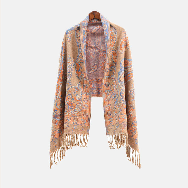 Buddha Stonesチベットカシューフラワータッセルショール秋冬用快適トラベルスカーフラップ