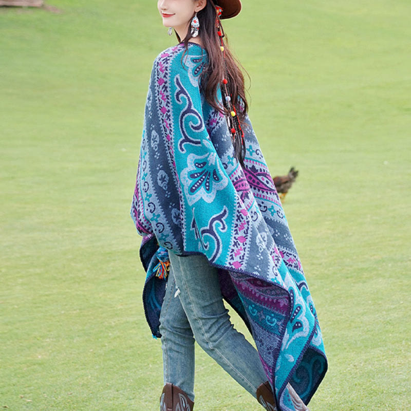 Buddha Stonesチベット 幾何学模様 横縞 花柄 ショール 秋冬 暖かい ソフト スカーフ ラップ - image 2