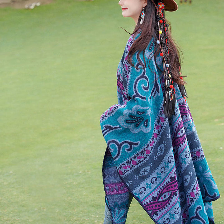 Buddha Stonesチベット 幾何学模様 横縞 花柄 ショール 秋冬 暖かい ソフト スカーフ ラップ