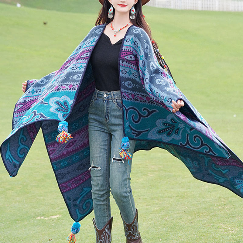 Buddha Stonesチベット 幾何学模様 横縞 花柄 ショール 秋冬 暖かい ソフト スカーフ ラップ - image 9