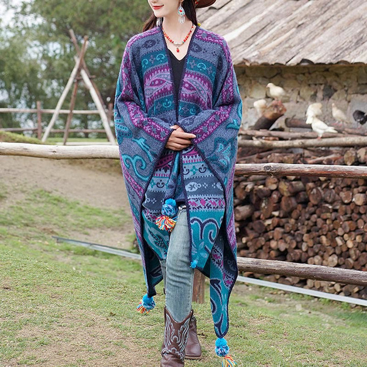 Buddha Stonesチベット 幾何学模様 横縞 花柄 ショール 秋冬 暖かい ソフト スカーフ ラップ - image 7