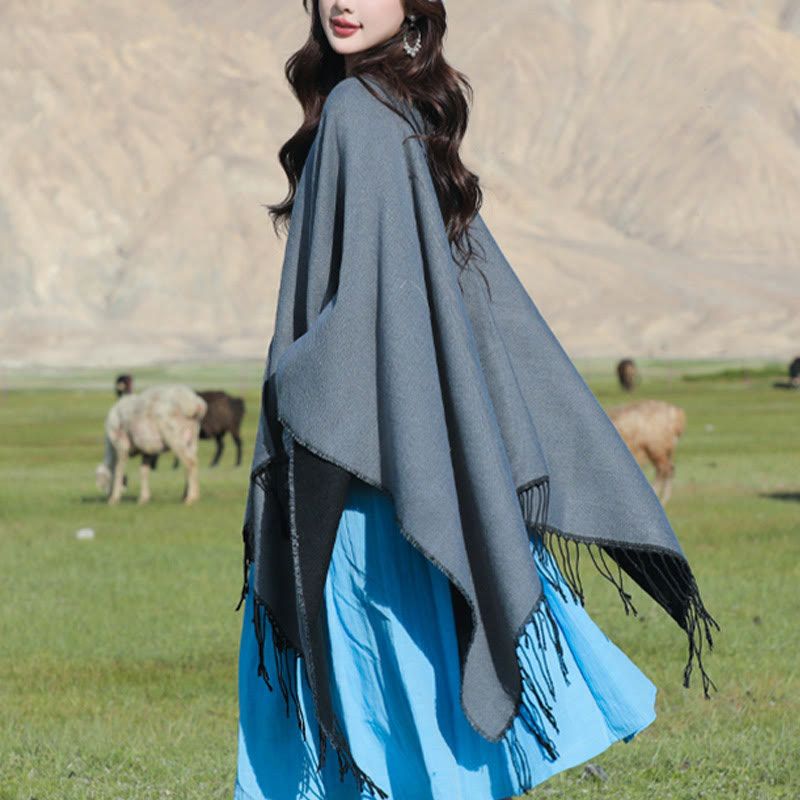 Buddha Stones幾何学模様 円形 曼荼羅柄 タッセルショール 秋冬 ポケット付き 心地よいスカーフ ラップ - image 16