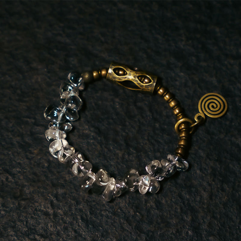 Buddha Stones不規則なホワイトクリスタル 銅 クラリティブレスレット