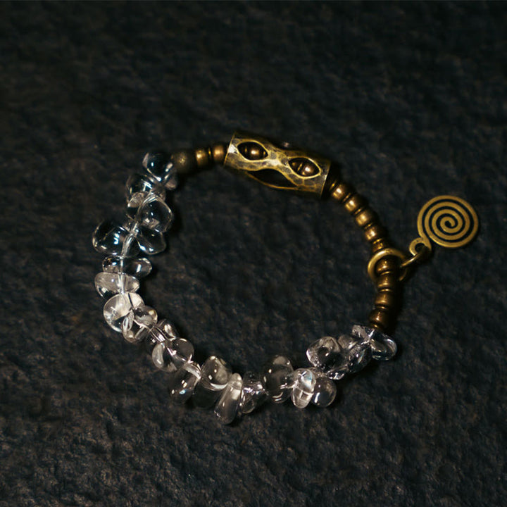 Buddha Stones不規則なホワイトクリスタル 銅 クラリティブレスレット