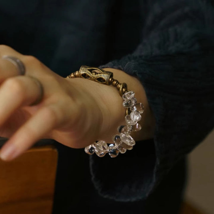 Buddha Stones不規則なホワイトクリスタル 銅 クラリティブレスレット