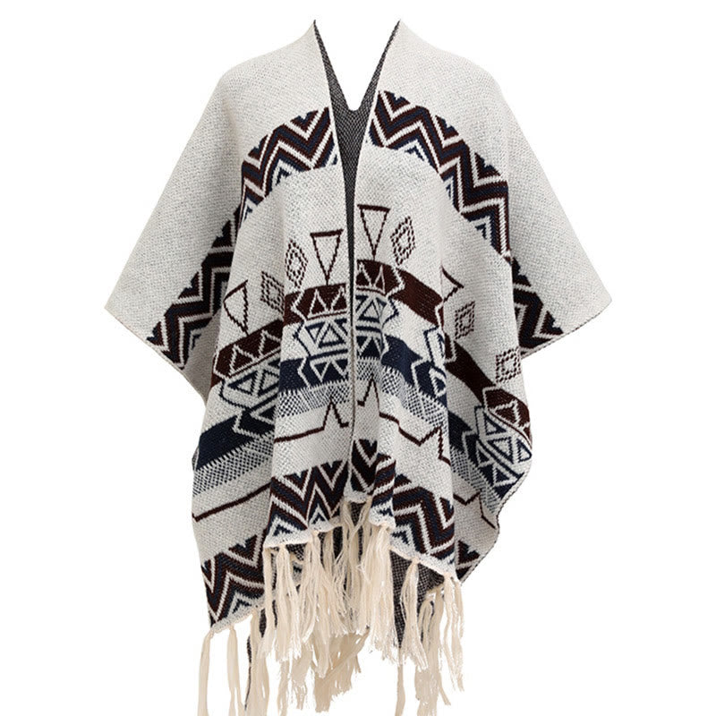 Buddha Stonesチベットウェーブストライプ幾何学タッセルショール秋冬心地よいスカーフラップ - image 21