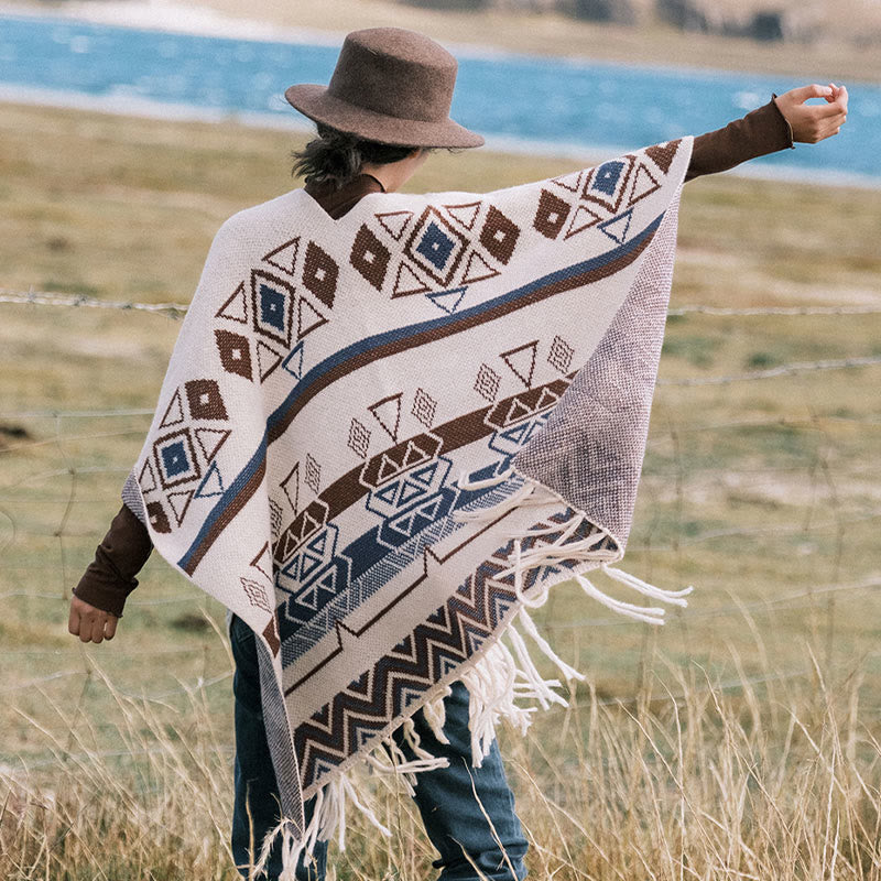 Buddha Stonesチベットウェーブストライプ幾何学タッセルショール秋冬心地よいスカーフラップ - image 2