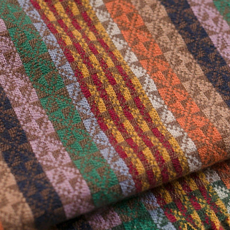 Buddha Stonesチベット カラフル ストライプ 幾何学 タッセル ショール 秋冬 ソフト スカーフ ラップ - image 16