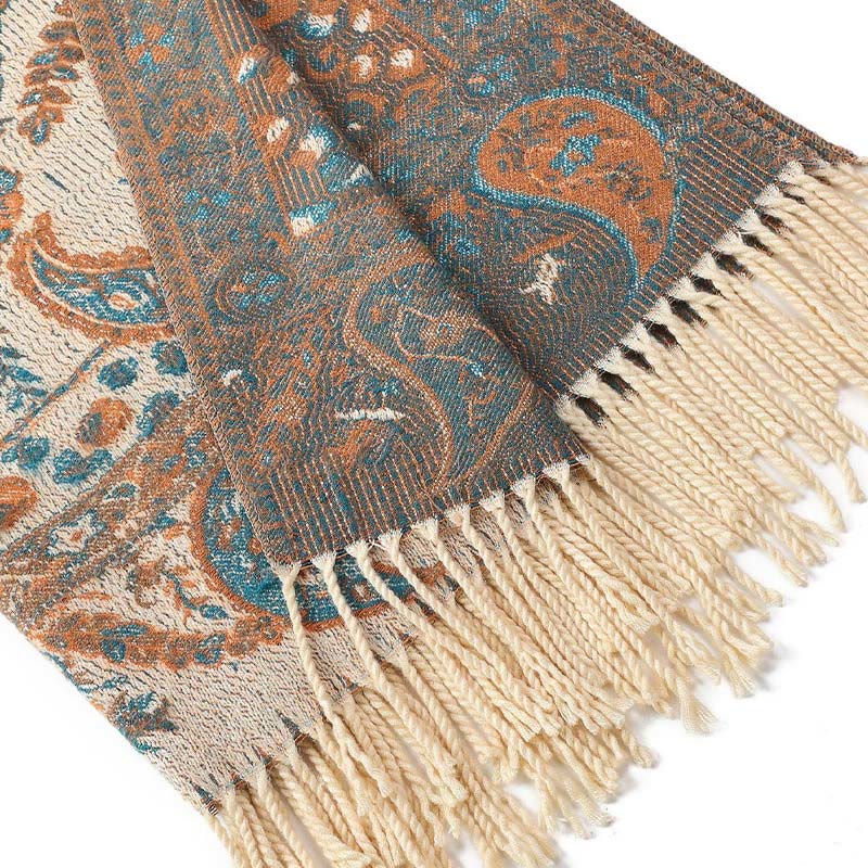 Buddha Stones、チベットカシューナッツ、花、葉、つる、タッセル、ショール、秋冬用、柔らかく心地よいスカーフラップ - image 25