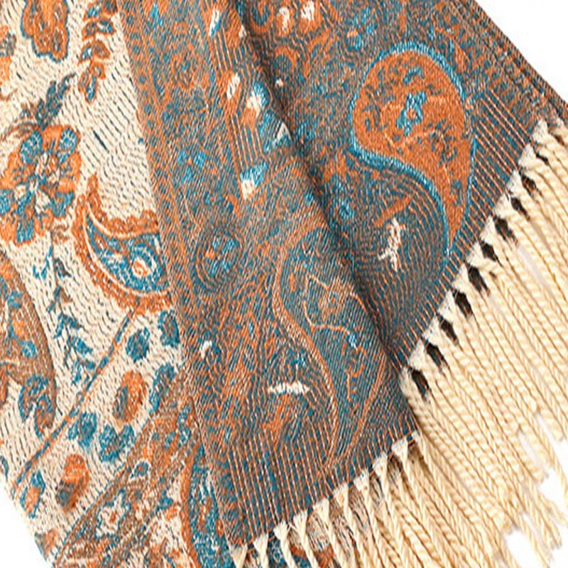 Buddha Stones、チベットカシューナッツ、花、葉、つる、タッセル、ショール、秋冬用、柔らかく心地よいスカーフラップ - image 24