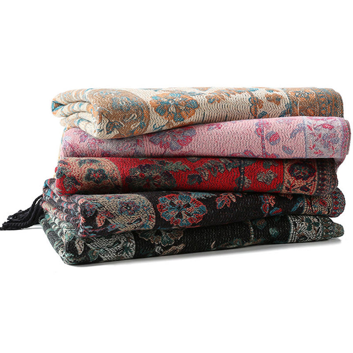 Buddha Stones、チベットカシューナッツ、花、葉、つる、タッセル、ショール、秋冬用、柔らかく心地よいスカーフラップ - image 37