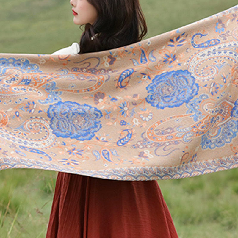 Buddha Stones、チベットカシューナッツ、牡丹の花、つるタッセルショール、秋冬用、心地よいスカーフラップ - image 28