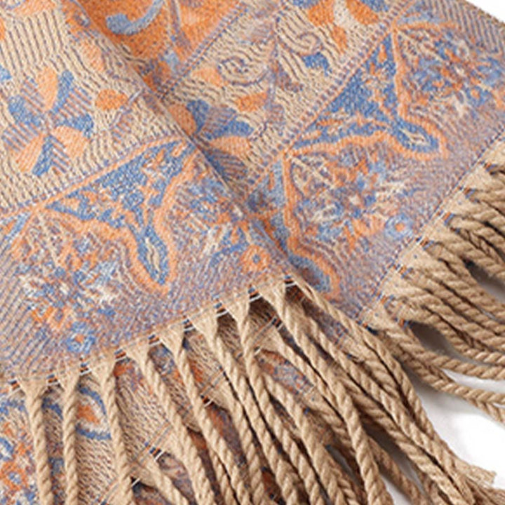 Buddha Stones、チベットカシューナッツの花、つる模様、タッセルショール、秋冬用ソフトスカーフラップ - image 25