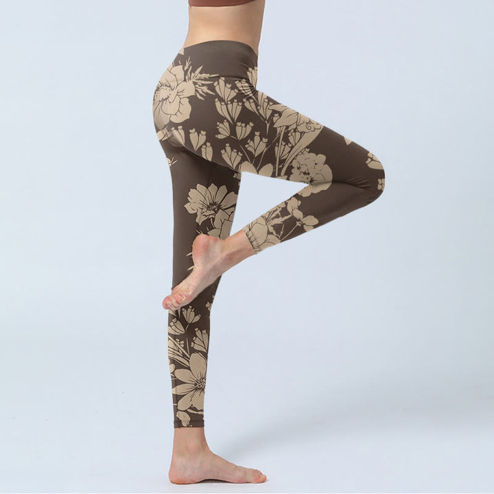 Buddha Stonesと花のプリント スポーツ フィットネス レギンス レディース ヨガパンツ - image 12