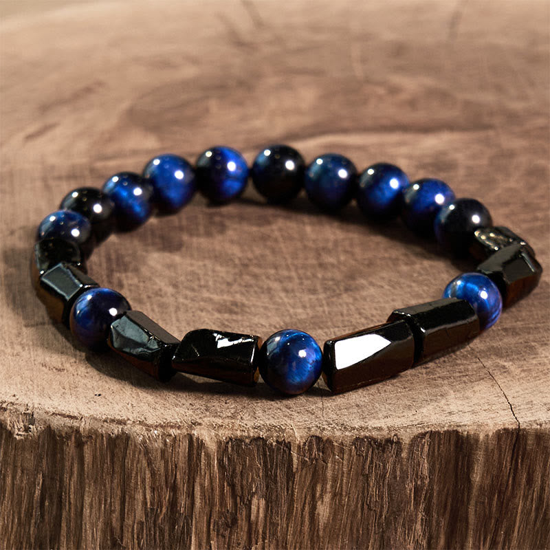Buddha Stonesブルータイガーアイ ブラックトルマリン パワーブレスレット