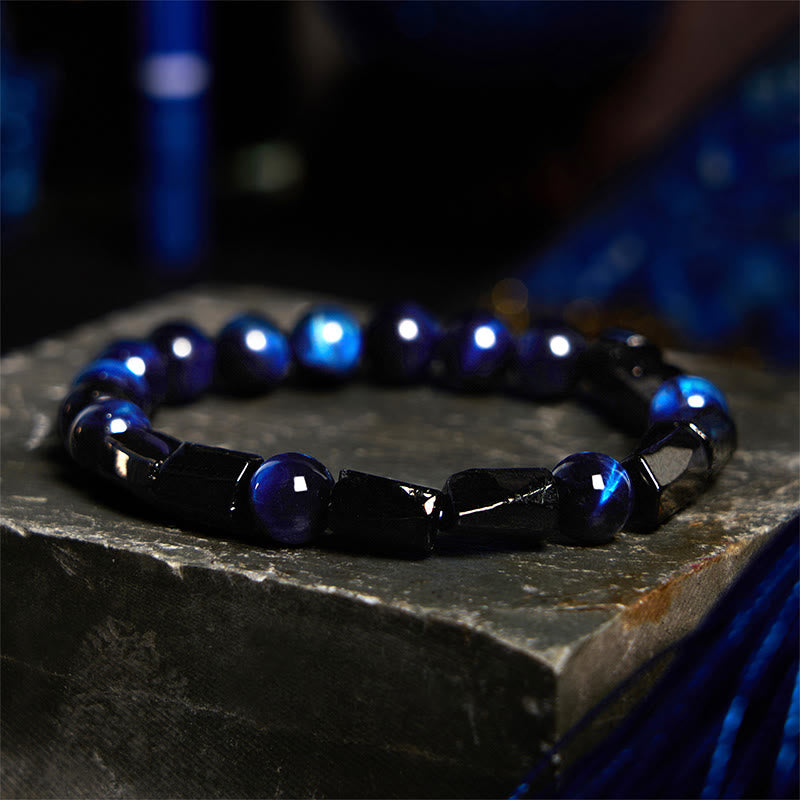 Buddha Stonesブルータイガーアイ ブラックトルマリン パワーブレスレット