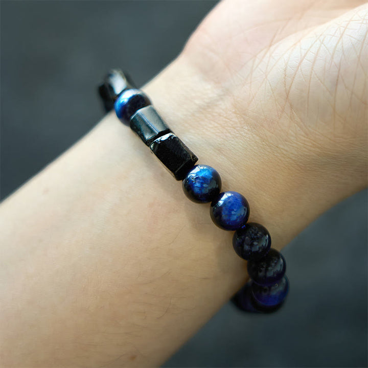 Buddha Stonesブルータイガーアイ ブラックトルマリン パワーブレスレット