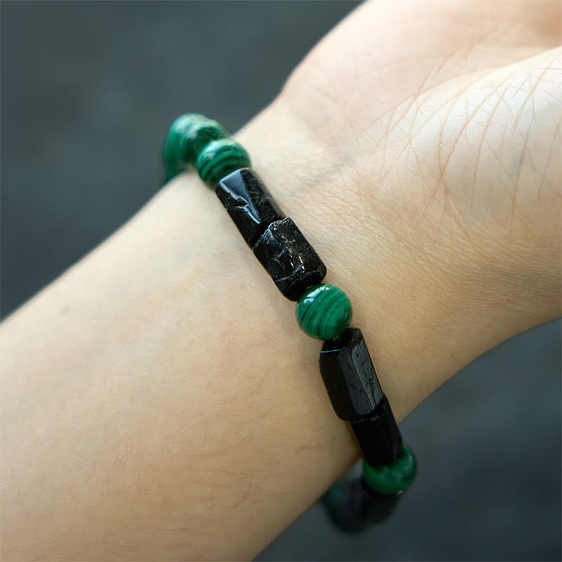 Buddha Stonesマラカイト ブラックトルマリン ピュリティブレスレット