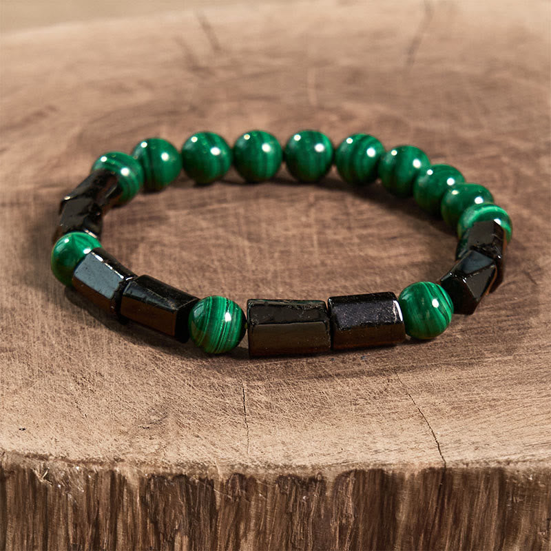 Buddha Stonesマラカイト ブラックトルマリン ピュリティブレスレット