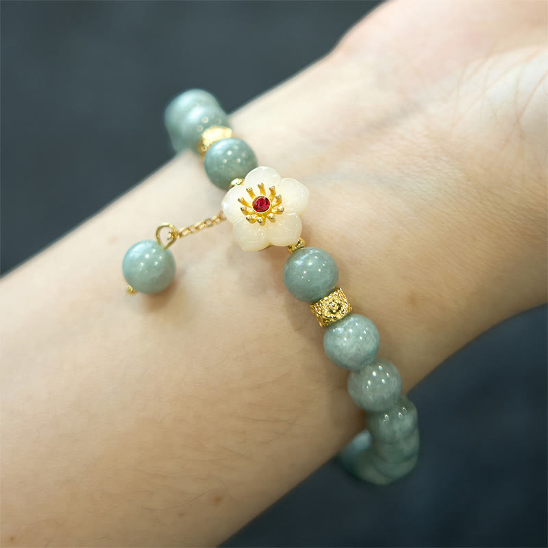 Buddha Stones翡翠の豊穣の花のブレスレット