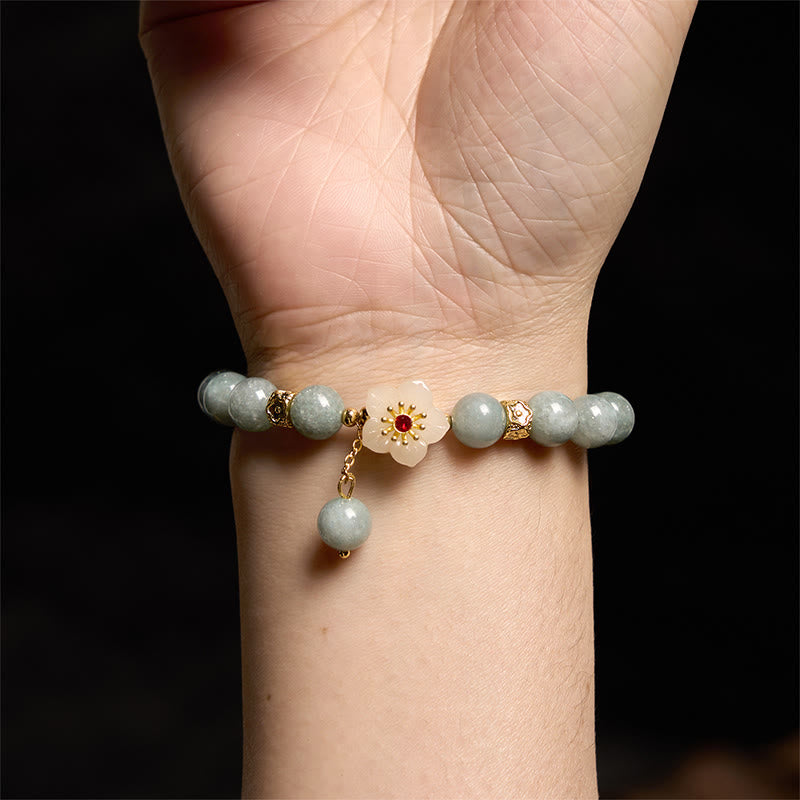 Buddha Stones翡翠の豊穣の花のブレスレット