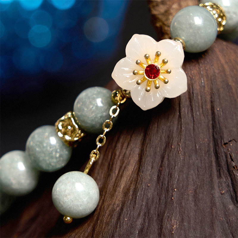 Buddha Stones翡翠の豊穣の花のブレスレット