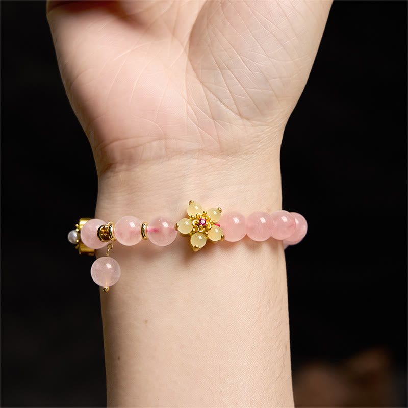 Buddha Stonesピンククリスタル シトリンフラワー ウォームスブレスレット