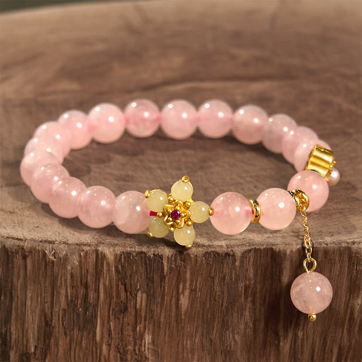 Buddha Stonesピンククリスタル シトリンフラワー ウォームスブレスレット
