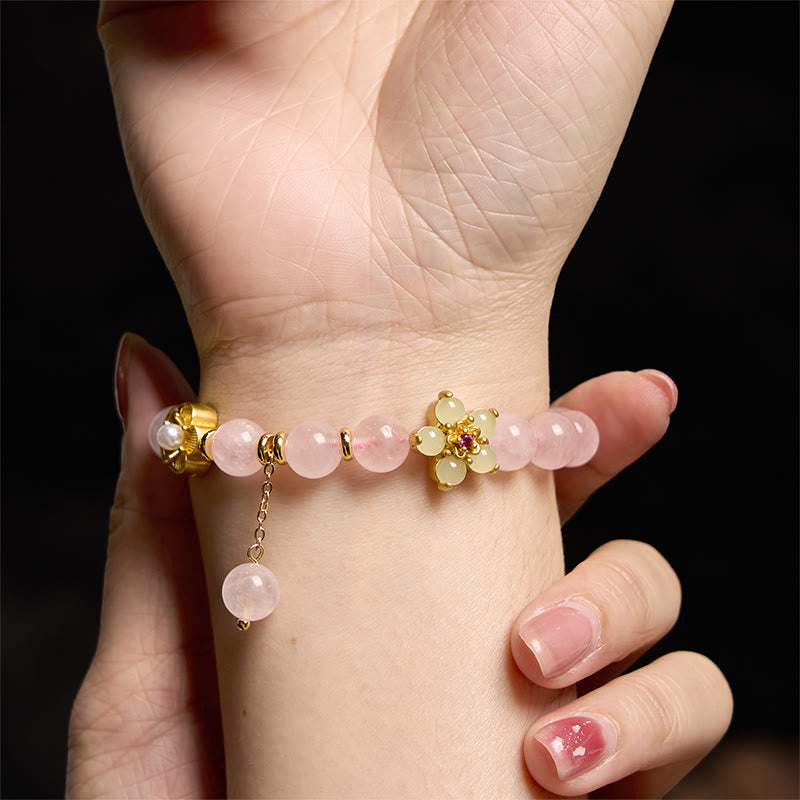 Buddha Stonesピンククリスタル シトリンフラワー ウォームスブレスレット