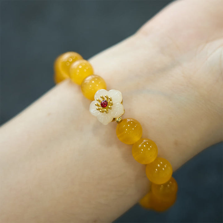 Buddha Stonesキャッツアイ クリソベリル フラワーラブブレスレット