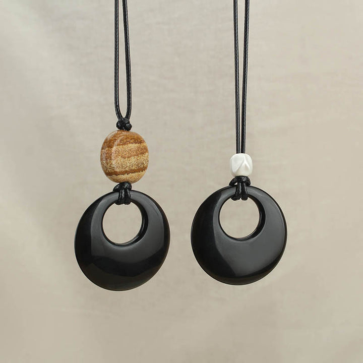 Buddha Stones黒曜石 瑠璃絵石 銅製 成就の祈り ネックレス ペンダント