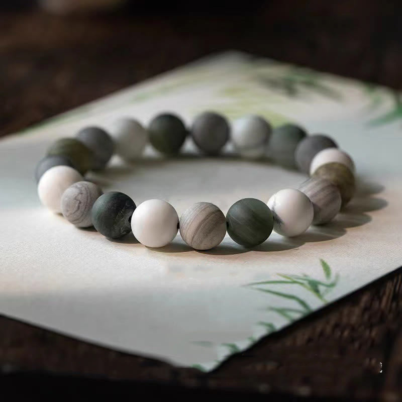 Buddha Stonesホワイトターコイズ ピカソジャスパー グリーンカルサイトの祝福ブレスレット