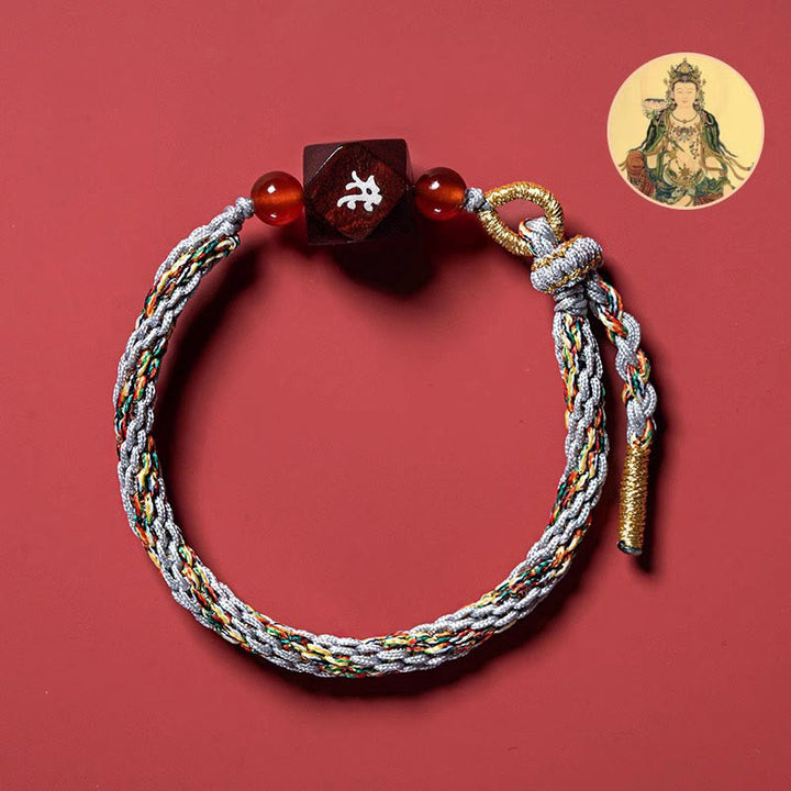 Buddha Stones十二支誕生仏小葉紫檀赤紐守護ブレスレット
