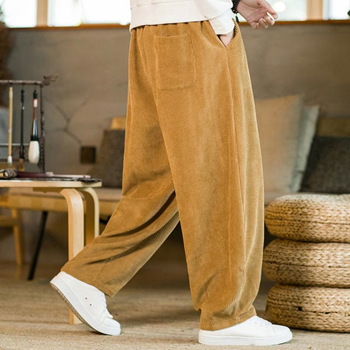 Buddha Stones秋冬 メンズ ドローストリング コーデュロイ ハーレムパンツ ポケット付き - image 3
