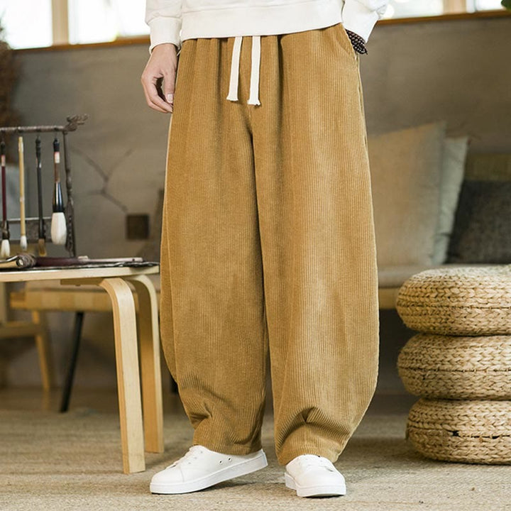 Buddha Stones秋冬 メンズ ドローストリング コーデュロイ ハーレムパンツ ポケット付き - image 5