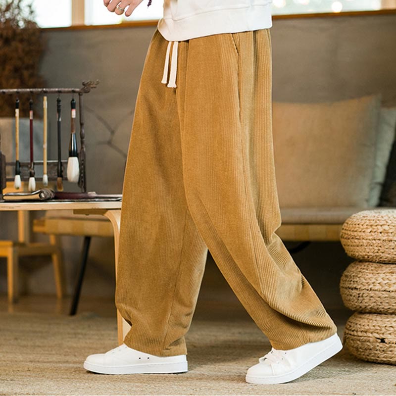 Buddha Stones秋冬 メンズ ドローストリング コーデュロイ ハーレムパンツ ポケット付き - image 4