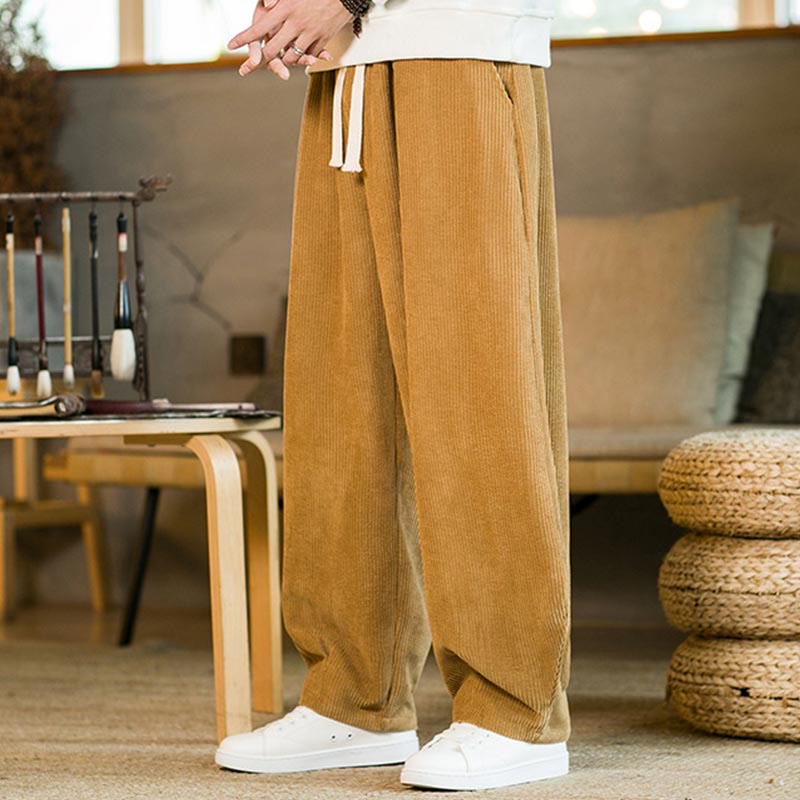 Buddha Stones秋冬 メンズ ドローストリング コーデュロイ ハーレムパンツ ポケット付き - image 2