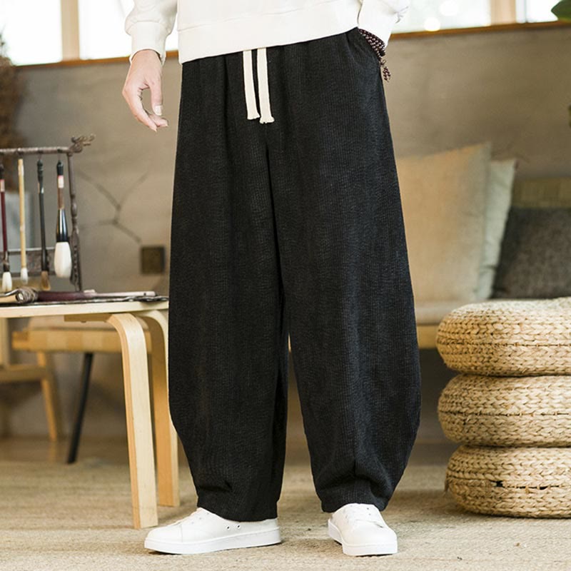 Buddha Stones秋冬 メンズ ドローストリング コーデュロイ ハーレムパンツ ポケット付き - image 8