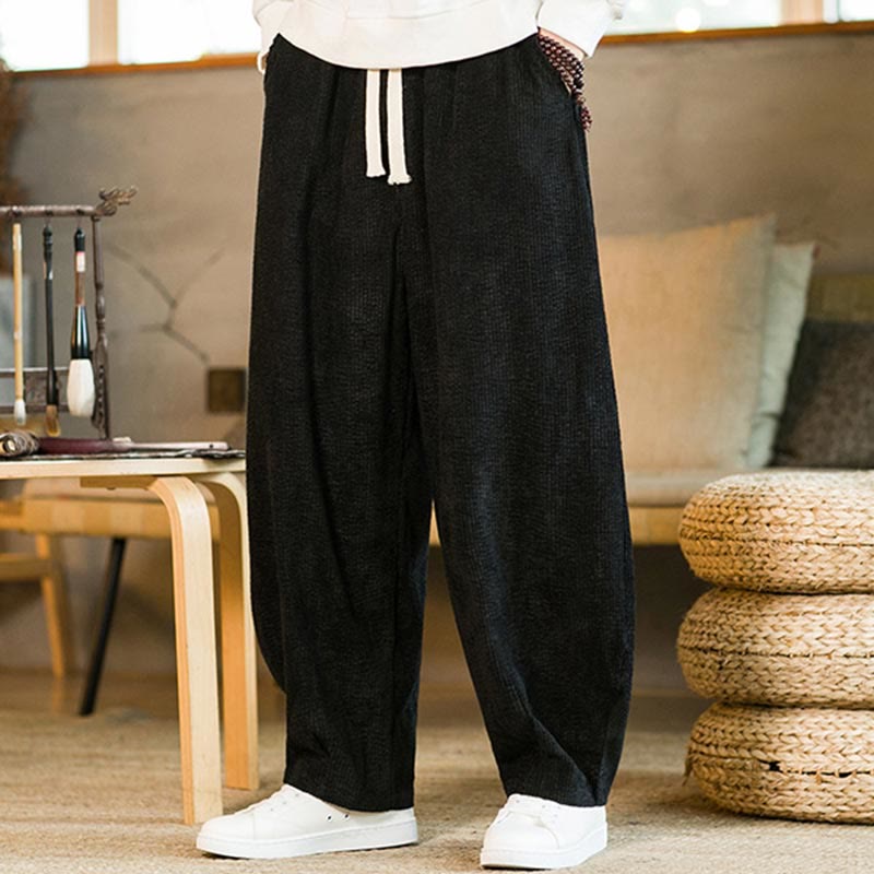 Buddha Stones秋冬 メンズ ドローストリング コーデュロイ ハーレムパンツ ポケット付き - image 11