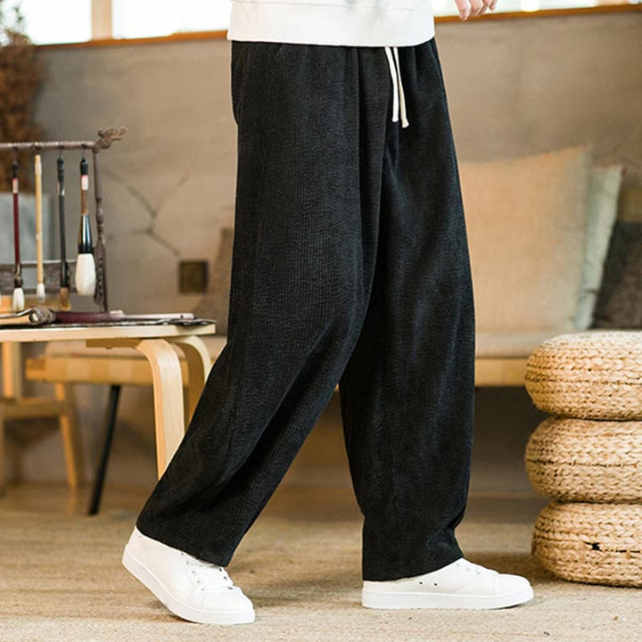 Buddha Stones秋冬 メンズ ドローストリング コーデュロイ ハーレムパンツ ポケット付き - 黒 - US/UK/AU46、 EU56 (5XL) - image 7
