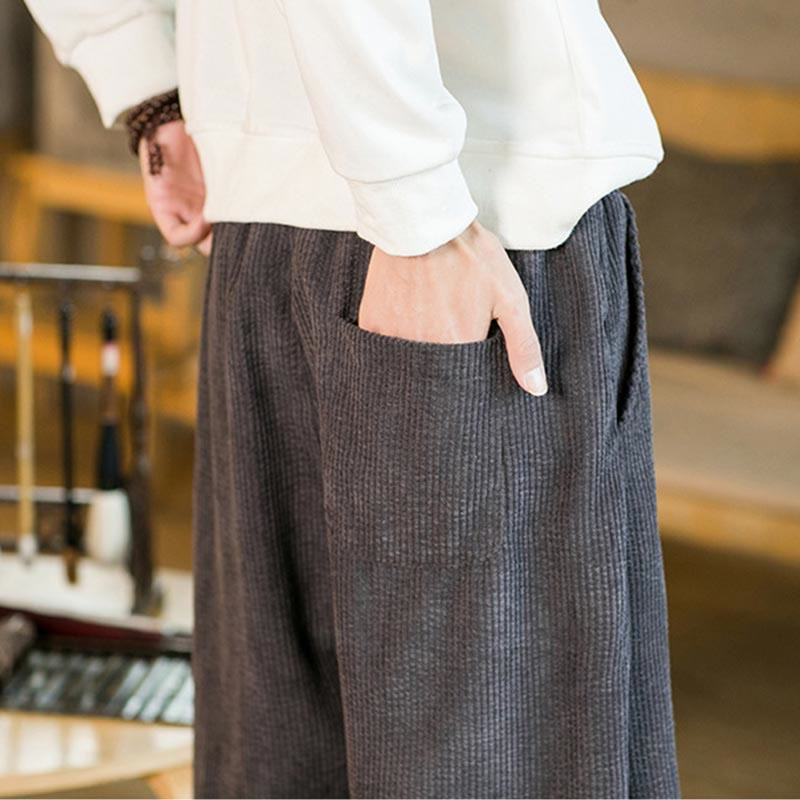 Buddha Stones秋冬 メンズ ドローストリング コーデュロイ ハーレムパンツ ポケット付き - image 20