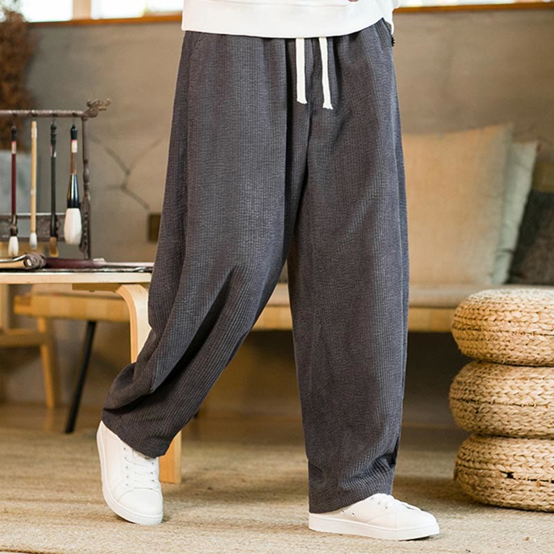 Buddha Stones秋冬 メンズ ドローストリング コーデュロイ ハーレムパンツ ポケット付き - グレー - US/UK/AU46、 EU56 (5XL) - image 12