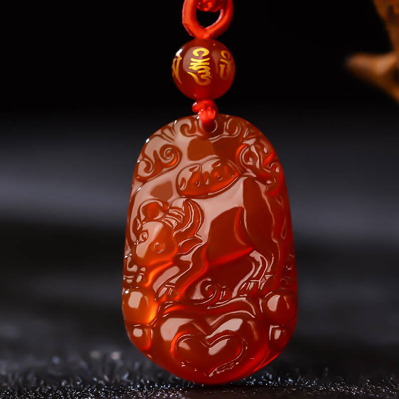 Buddha Stones十二支 赤瑪瑙 幸運のネックレスペンダント - 牛  - image 13