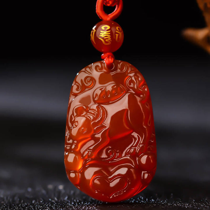 Buddha Stones十二支 赤瑪瑙 幸運のネックレスペンダント - 牛  - image 13