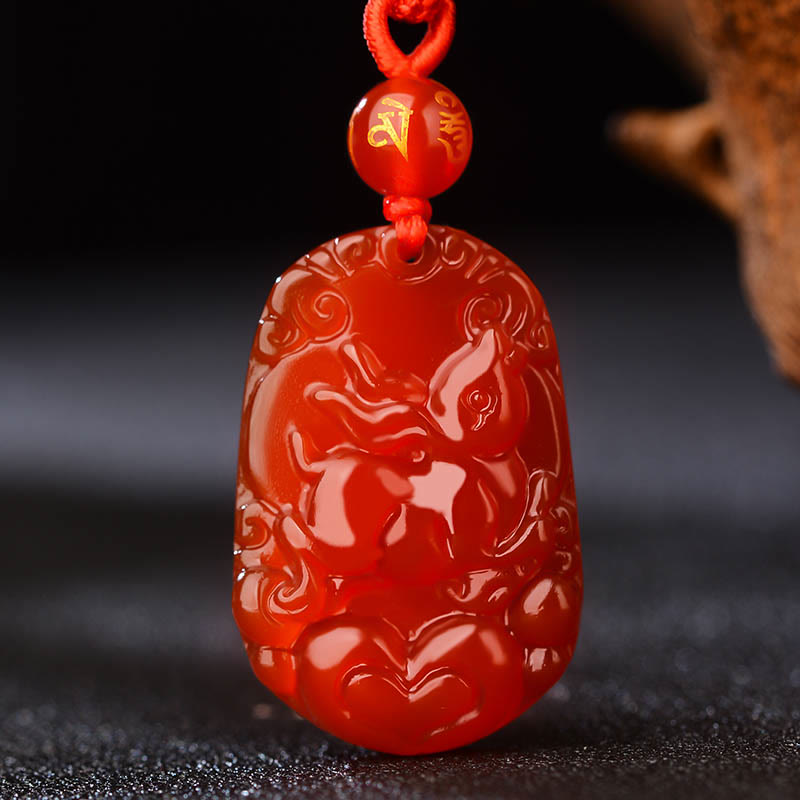 Buddha Stones十二支 赤瑪瑙 幸運のネックレスペンダント - うさぎ  - image 15