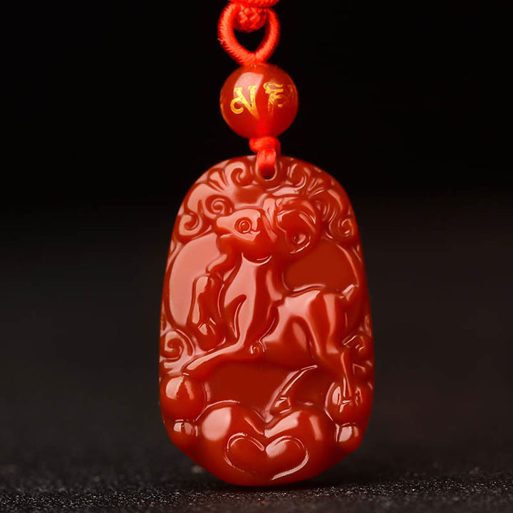 Buddha Stones十二支 赤瑪瑙 幸運のネックレスペンダント - ヤギ - image 18