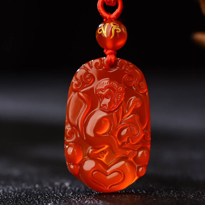Buddha Stones十二支 赤瑪瑙 幸運のネックレスペンダント - 猿  - image 19