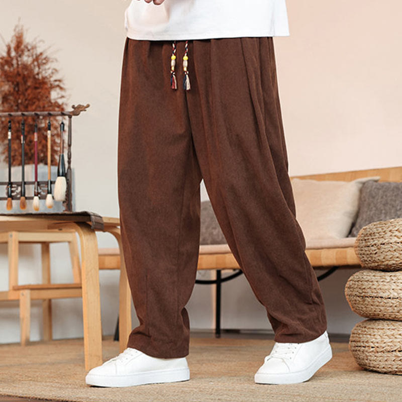 Buddha Stones秋冬 メンズ ドローストリング コーデュロイ 無地 ポケット付きパンツ - シエナ - US/UK/AU46、 EU56 (5XL) - image 23