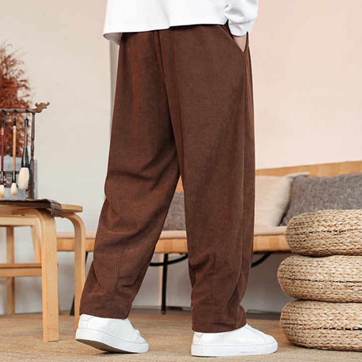 Buddha Stones秋冬 メンズ ドローストリング コーデュロイ 無地 ポケット付きパンツ - image 27